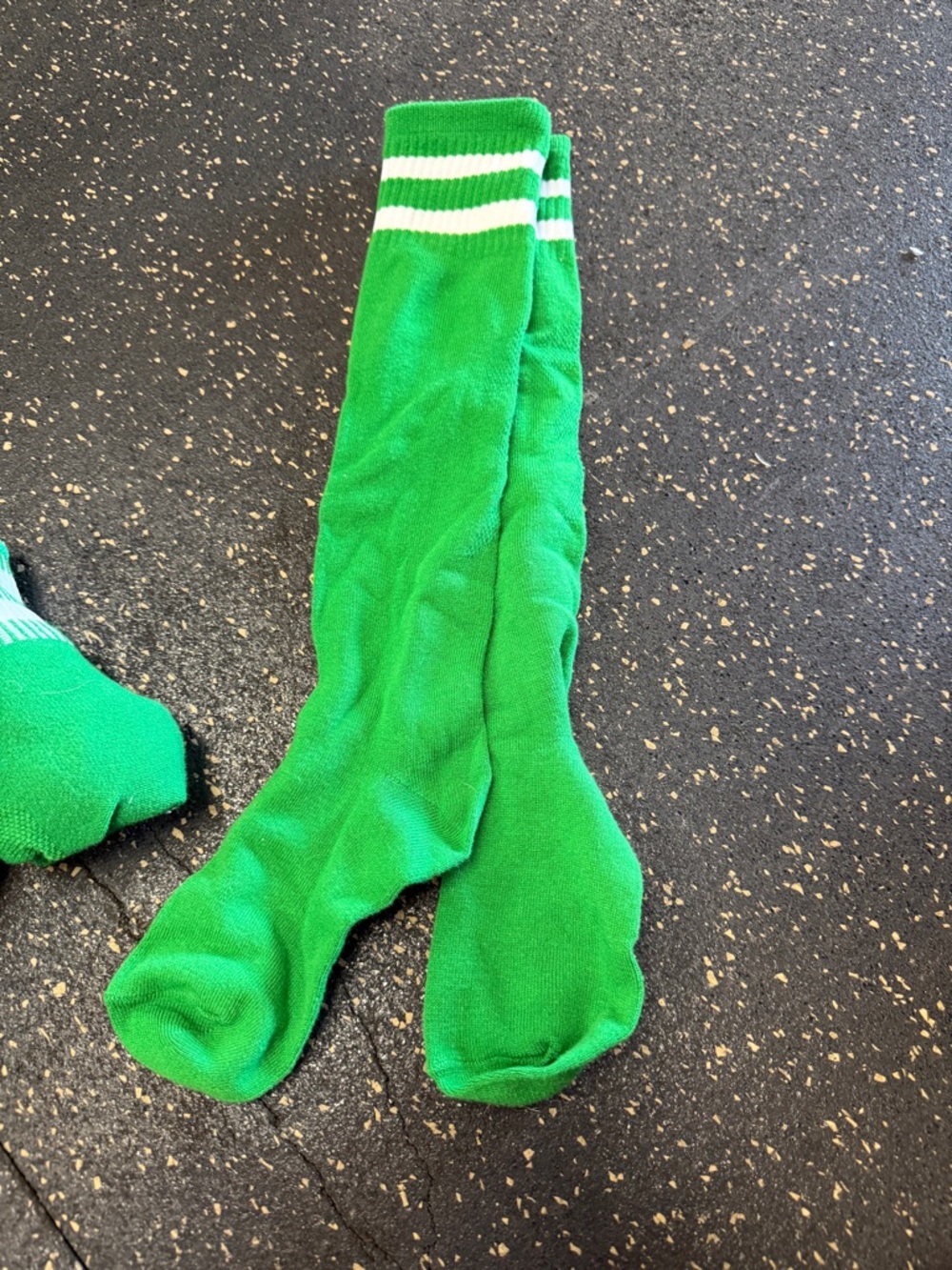 Amazon Green and black Knee-High Athletic Socks with White Stripes